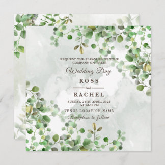 Elegant Rustic Eucalyptus Leaves Greenery Wedding  Invitation