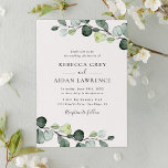 Elegant Rustic Eucalyptus Leaves Greenery Wedding Invitation<br><div class="desc">This elegant collection features watercolor eucalyptus greenery leaves paired with a classy serif font in black,  with a monogram on the back. Matching items available.</div>