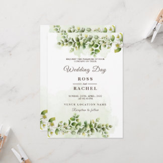 Elegant Rustic Eucalyptus Leaves Greenery Wedding  Invitation