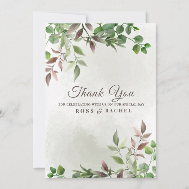 Elegant Rustic Eucalyptus Leaves Greenery Wedding  Invitation (Back)