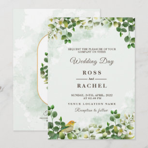 Elegant Rustic Eucalyptus Leaves Greenery Wedding  Invitation