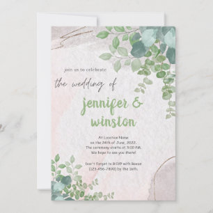 Elegant Rustic Eucalyptus Leaves Wedding Invitation