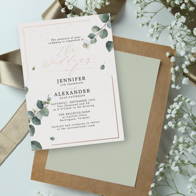 Elegant Rustic Eucalyptus Script Wedding Rose (Creator Uploaded)