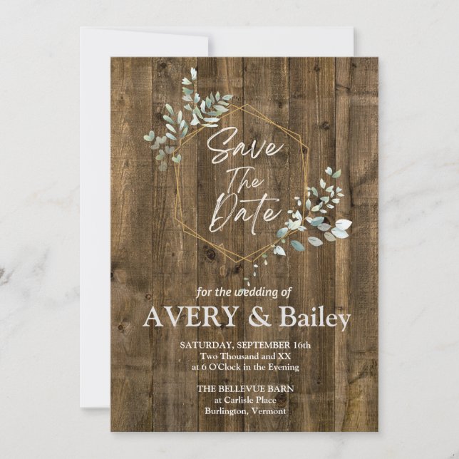 Elegant Rustic Eucalyptus Wedding inviattion card (Front)