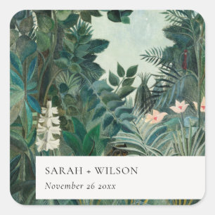 Elegant Rustic Exotic Tropical Rainforest Wedding Square Sticker