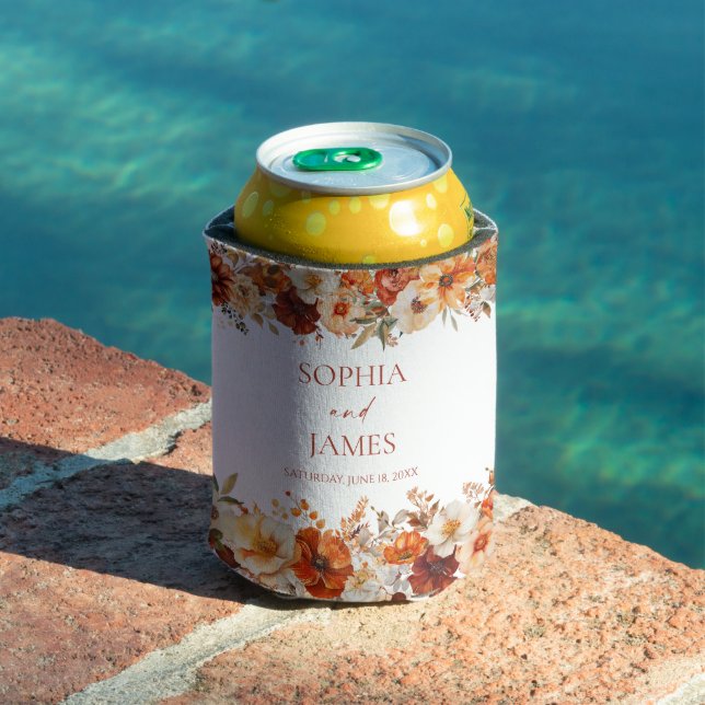 Elegant Rustic Fall Autumn Floral Wedding Can Cooler (In Situ Pool)
