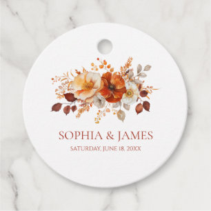 Elegant Rustic Fall Autumn Floral Wedding Favour Tags