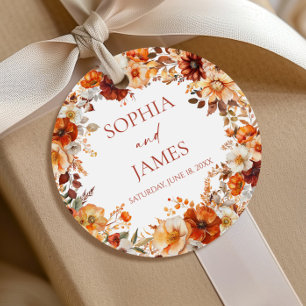 Elegant Rustic Fall Autumn Floral Wedding Favour Tags