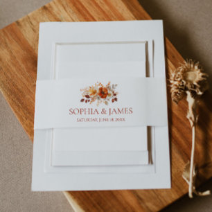 Elegant Rustic Fall Autumn Floral Wedding Invitation Belly Band