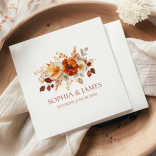 Elegant Rustic Fall Autumn Floral Wedding Napkin