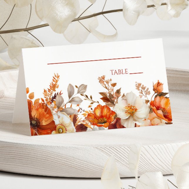 Elegant Rustic Fall Autumn Floral Wedding Place Card (Creator Uploaded)