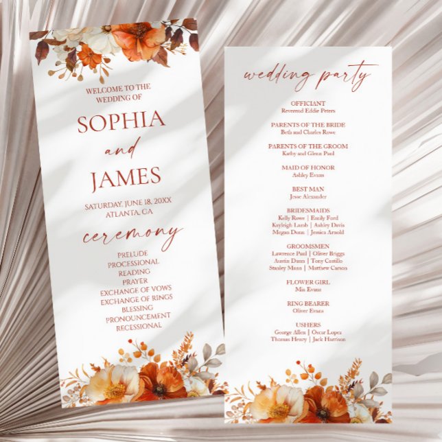 Elegant Rustic Fall Autumn Floral Wedding Programme (Creator Uploaded)