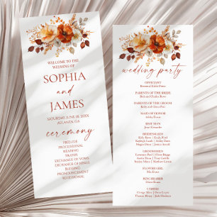 Elegant Rustic Fall Autumn Floral Wedding Programme