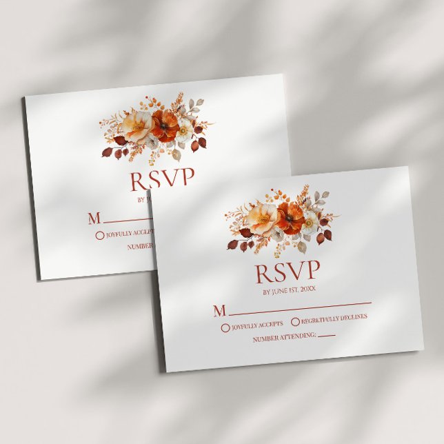 Elegant Rustic Fall Autumn Floral Wedding RSVP Card (Creator Uploaded)