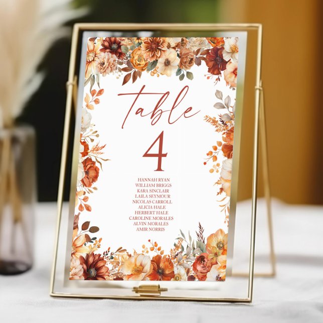 Elegant Rustic Fall Autumn Floral Wedding Table Number (Creator Uploaded)