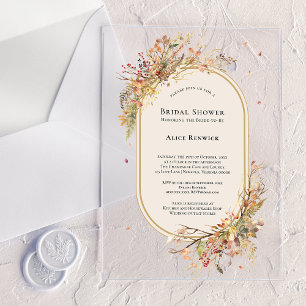 Elegant Rustic Fall Beige Bridal Shower Acrylic Invitations