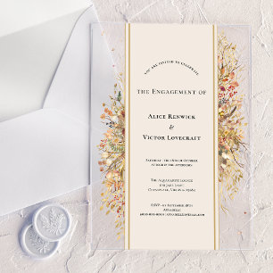 Elegant Rustic Fall Beige Engagement Party Acrylic Invitations