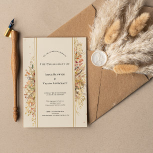 Elegant Rustic Fall Beige Engagement Party Invitation