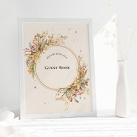 Elegant Rustic Fall Beige Wedding Guest Book Sign