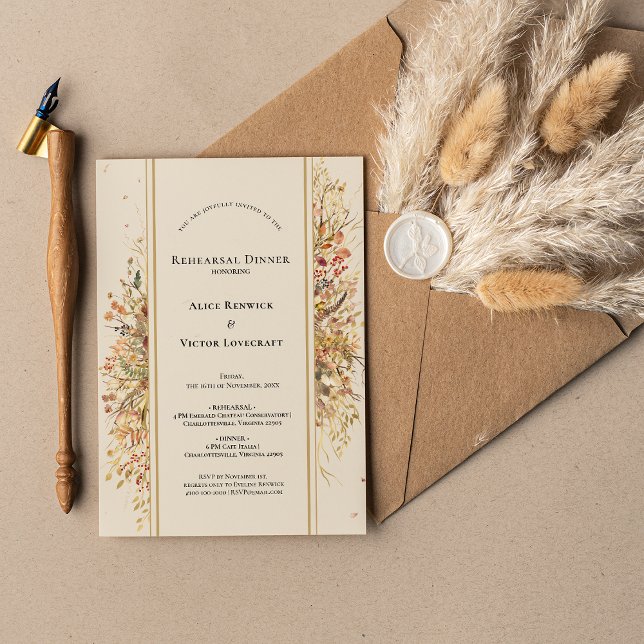 Elegant Rustic Fall Beige Wedding Rehearsal Dinner Invitation (Creator Uploaded)