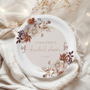 Elegant rustic fall bridal shower paper plate