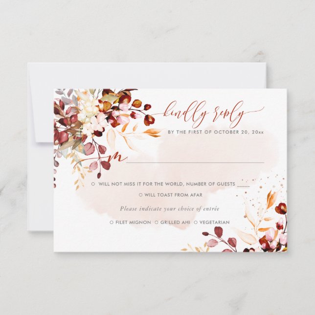 Elegant Rustic Fall Eucalyptus, Meal RSVP  Invitation (Front)