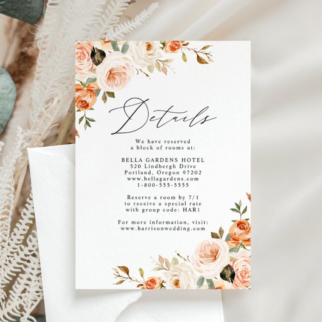 Elegant Rustic Fall Floral Wedding Details Enclosure Card (Creator Uploaded)