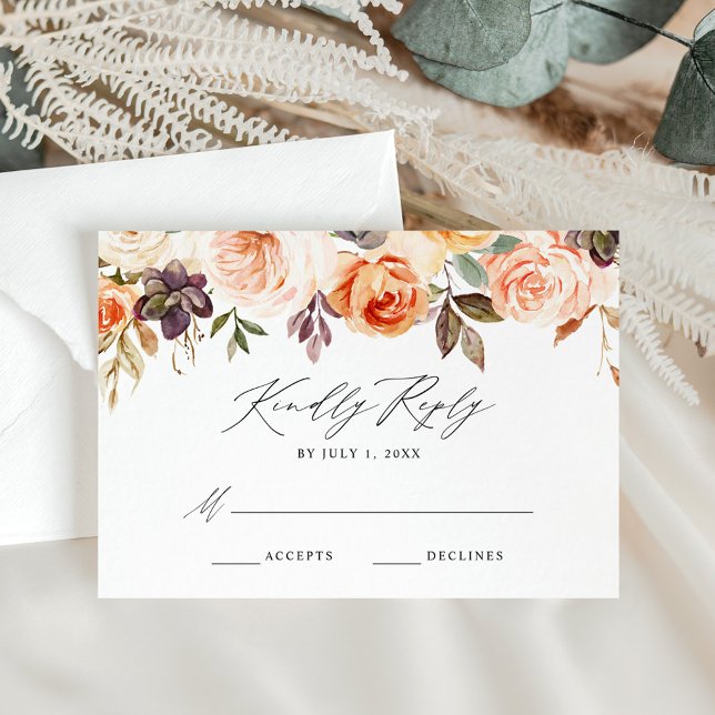 Elegant Rustic Fall Floral Wedding RSVP (Creator Uploaded)