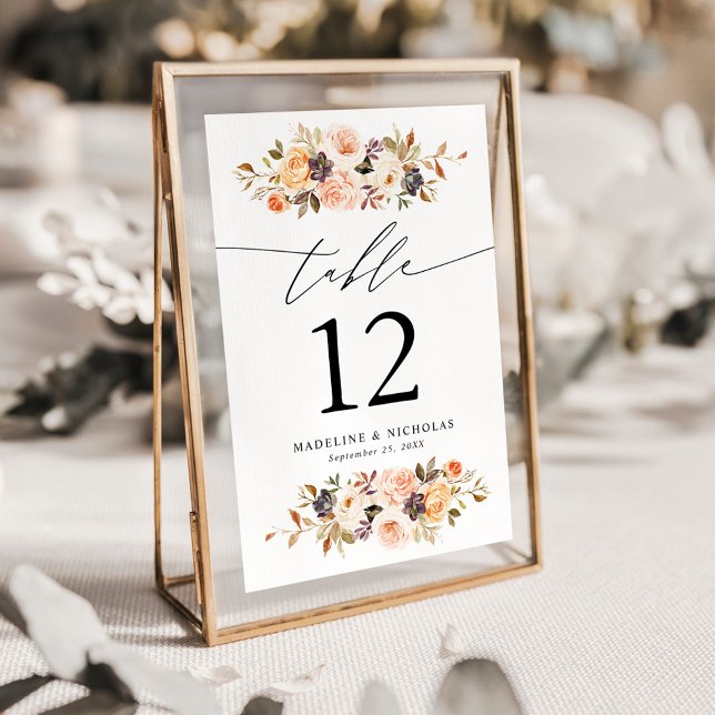 Elegant Rustic Fall Floral Wedding Table Number (Creator Uploaded)