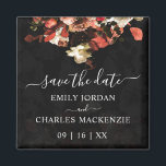Elegant Rustic Fall Flowers Wedding Save The Date Magnet<br><div class="desc">Elegant Rustic Autumn Flowers Wedding Save The Date Square Magnet. The artistic magnet design exhibits an elegant stylised rustic autumn flowers image. The bouquet of fall flowers are showcased upside down and set upon a subtle black flower textured background with hints of colour. Ideal for an Autumn / Fall wedding...</div>