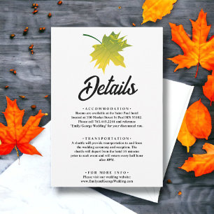 Elegant Rustic Fall Leaves Autumn Floral Wedding Enclosure Card