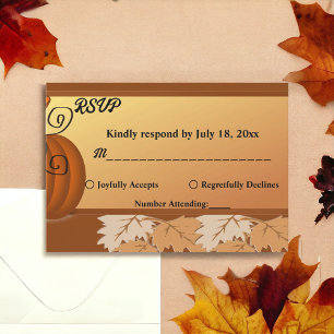 Elegant Rustic Fall Leaves Autumn Floral Wedding RSVP Card