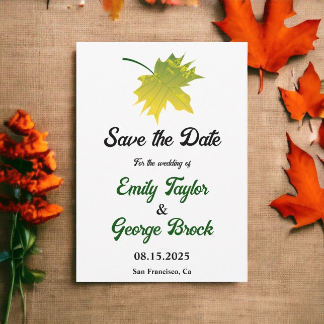 Elegant Rustic Fall Leaves Autumn Floral Wedding Save The Date (Creator Uploaded)