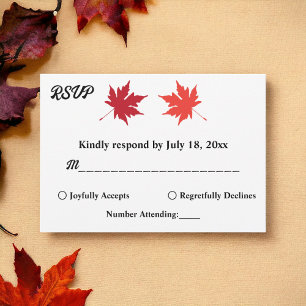 Elegant Rustic Fall Leaves Boho Chic Fall Wedding RSVP Card