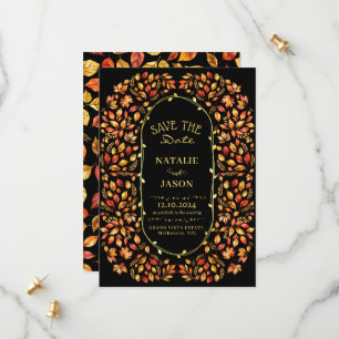 Elegant Rustic Fall Leaves Boho Wedding Save The Date