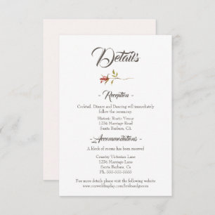 Elegant Rustic Fall Wedding Enclosure Card