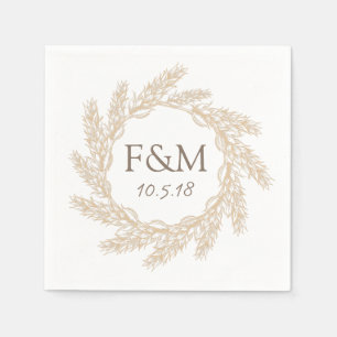 Elegant Rustic Farmhouse Wheat Wreath Napkin