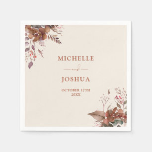 Elegant Rustic Floral Autumn Fall Wedding Napkin