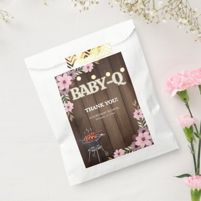 Elegant Rustic Floral Baby-Q Grill Baby Shower Favour Bags (Sealed)