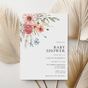 Elegant Rustic Floral Baby Shower Invitation