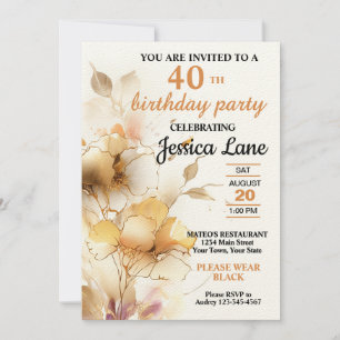 Elegant Rustic Floral Birthday Party Invitation