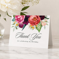 Elegant Rustic Floral Birthday Thank You
