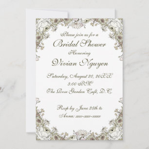 Elegant Rustic Floral Bridal Shower Invitation
