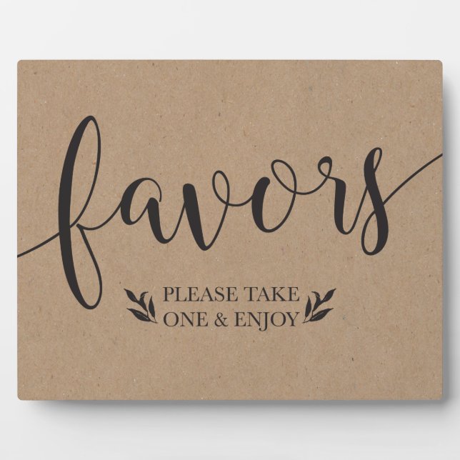 Elegant Rustic Floral Favours Wedding Decor Sign Plaque (Front)