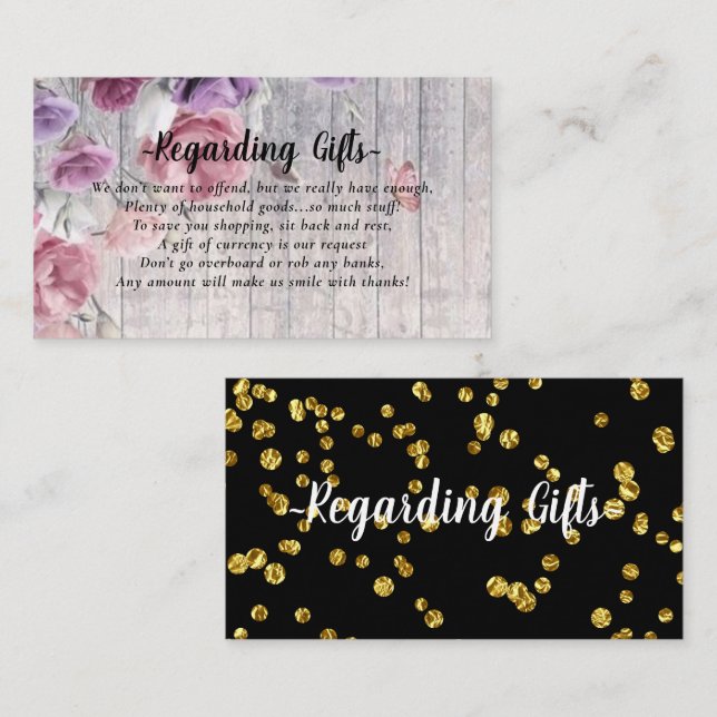 Elegant Rustic Floral Honeymoon Fund Cards (Front/Back)