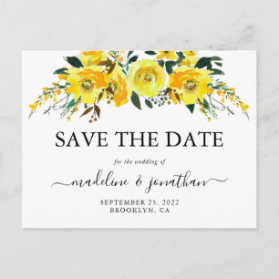 Elegant Rustic Floral Mustard Yellow Save the date Announcement Postcard