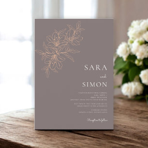 Elegant rustic floral peach fuzz wedding invitation
