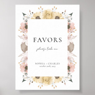 Elegant Rustic Floral Romantic Wedding Favours Poster