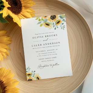Elegant Rustic Floral Sunflower Wedding Invitation