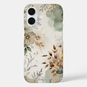 Elegant Rustic Floral Watercolor iPhone 16 Case